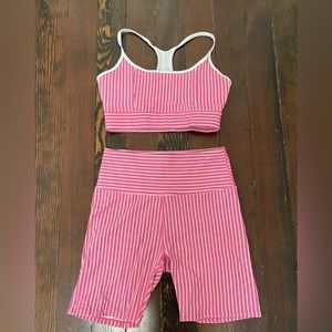 Solid and striped workout set